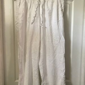 White linen plus size pants